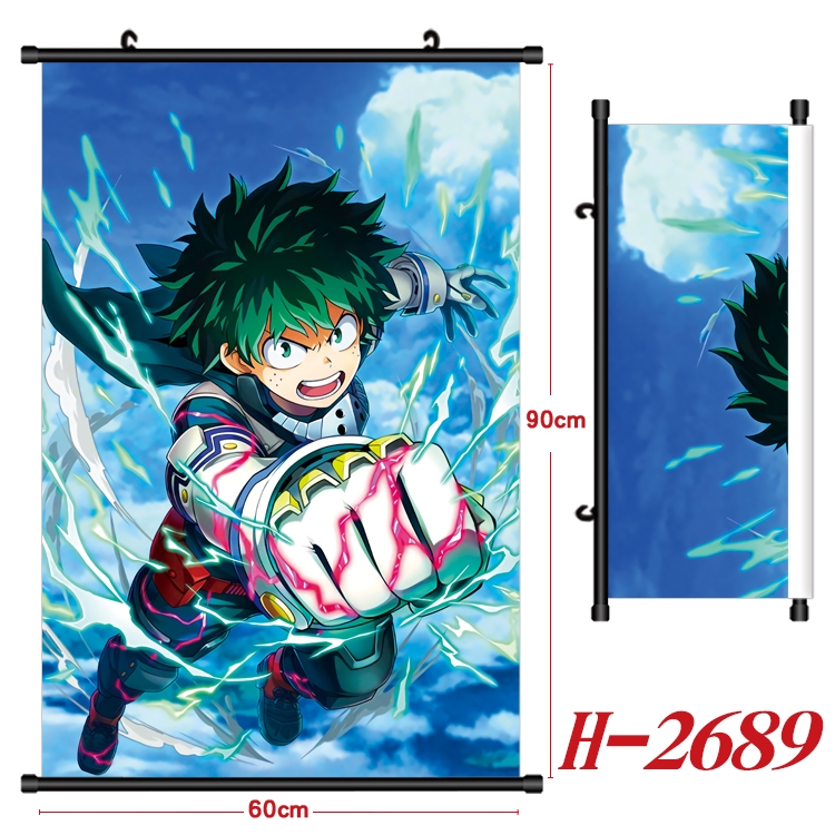 My Hero Academia Anime Black Plastic Rod Canvas Painting Wall Scroll 60X90CM