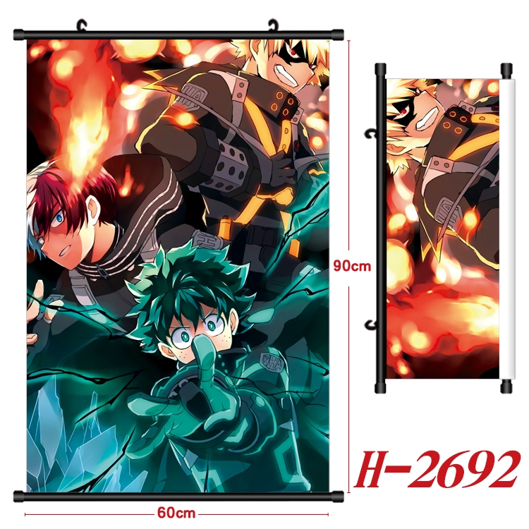 My Hero Academia Anime Black Plastic Rod Canvas Painting Wall Scroll 60X90CM