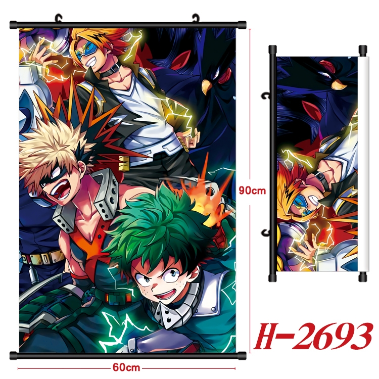 My Hero Academia Anime Black Plastic Rod Canvas Painting Wall Scroll 60X90CM