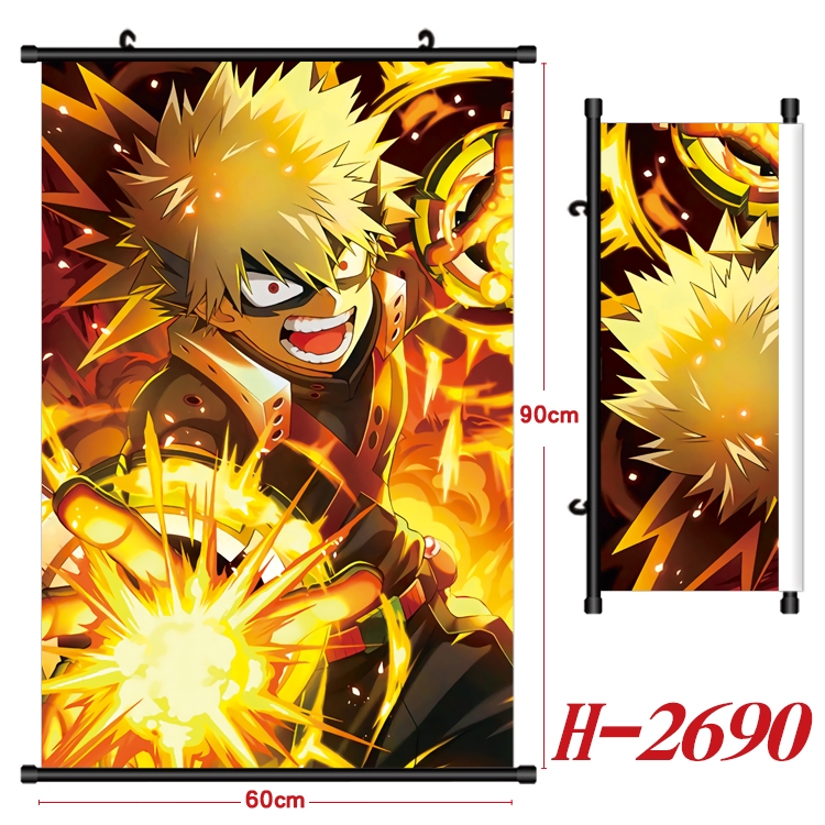 My Hero Academia Anime Black Plastic Rod Canvas Painting Wall Scroll 60X90CM