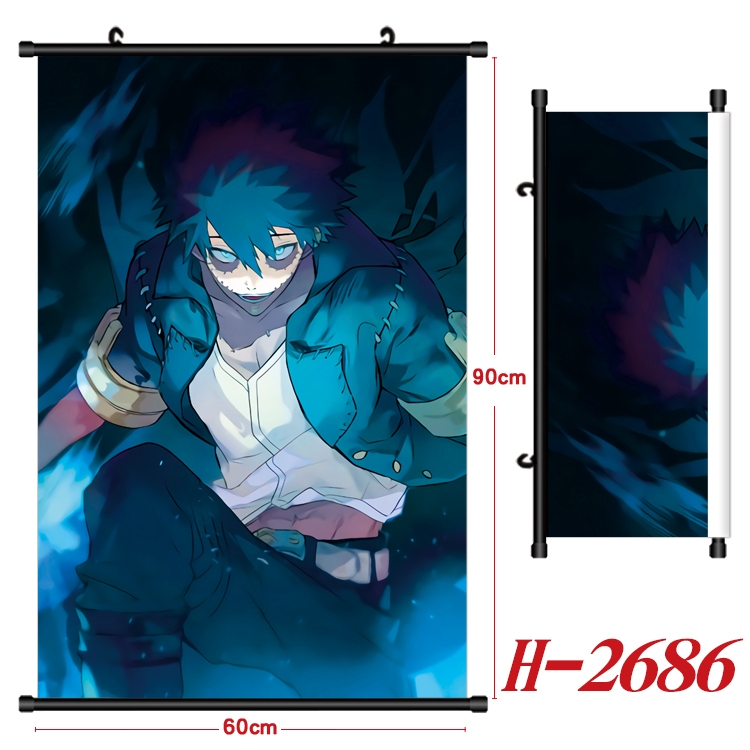 My Hero Academia Anime Black Plastic Rod Canvas Painting Wall Scroll 60X90CM