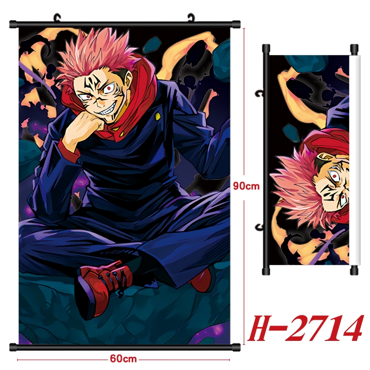 Jujutsu Kaisen Anime Black Plastic Rod Canvas Painting Wall Scroll 60X90CM