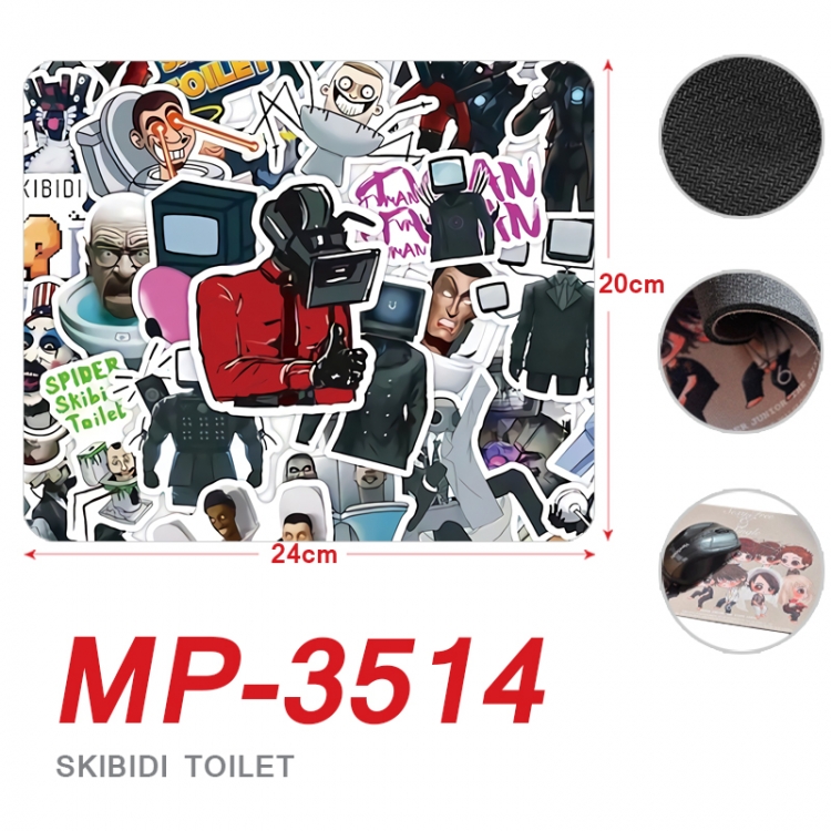 Skibidi-Toilet Anime Full Color Printing Mouse Pad Unlocked 20X24cm price for 5 pcs MP-3514