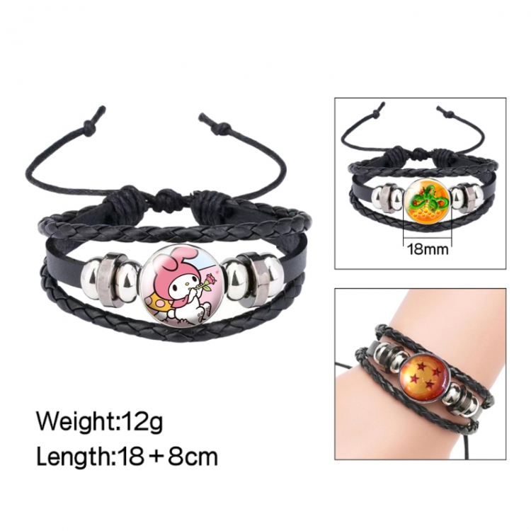 sanrio Anime peripheral crystal leather rope bracelet price for 5 pcs 