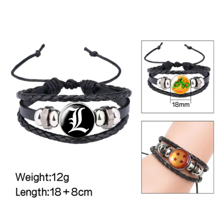 Death note Anime peripheral crystal leather rope bracelet price for 5 pcs 