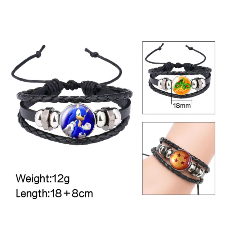 Sonic The Hedgehog Anime peripheral crystal leather rope bracelet price for 5 pcs 