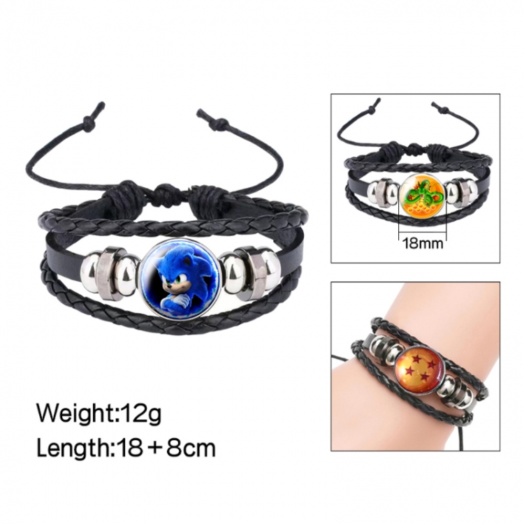 Sonic The Hedgehog Anime peripheral crystal leather rope bracelet price for 5 pcs 