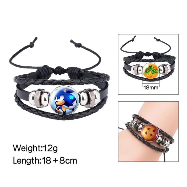 Sonic The Hedgehog Anime peripheral crystal leather rope bracelet price for 5 pcs 