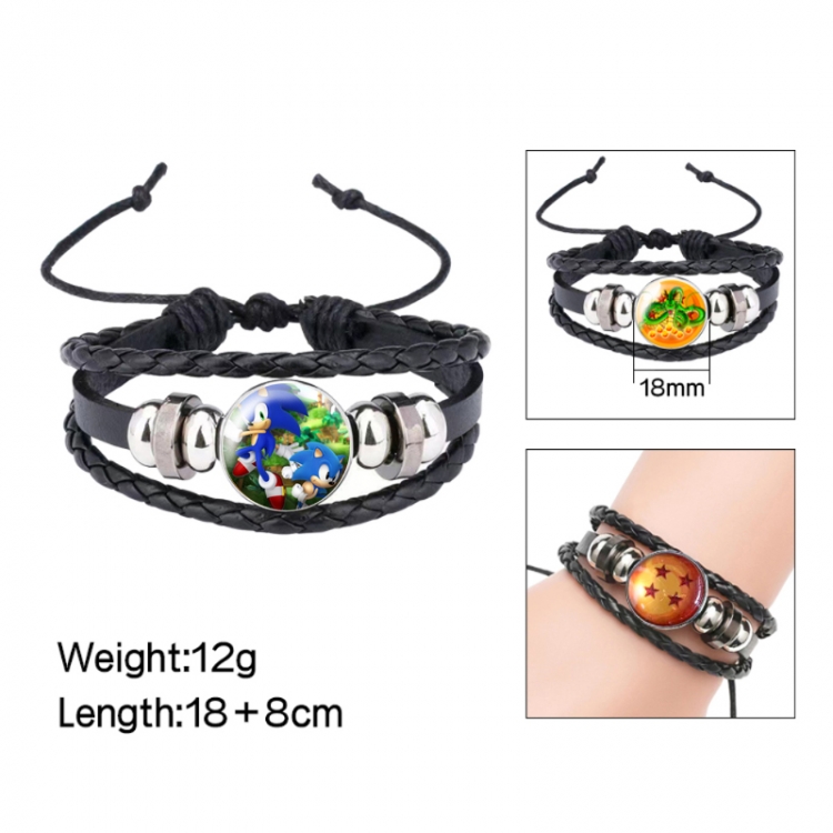 Sonic The Hedgehog Anime peripheral crystal leather rope bracelet price for 5 pcs 