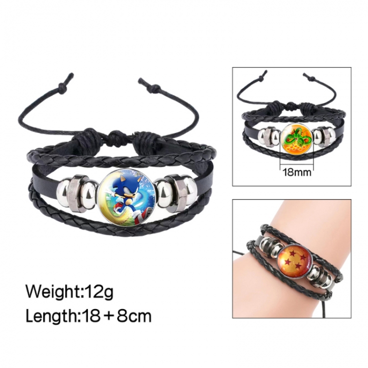 Sonic The Hedgehog Anime peripheral crystal leather rope bracelet price for 5 pcs 