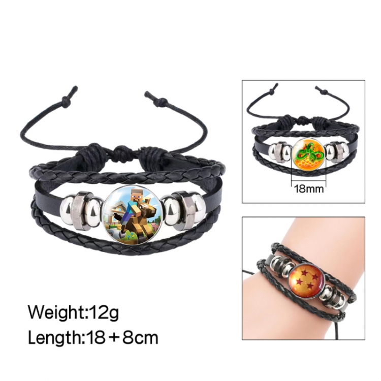 Minecraft Anime peripheral crystal leather rope bracelet price for 5 pcs 