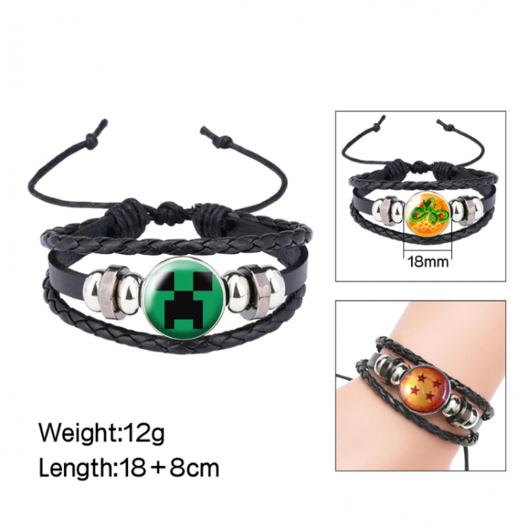 Minecraft Anime peripheral crystal leather rope bracelet price for 5 pcs 