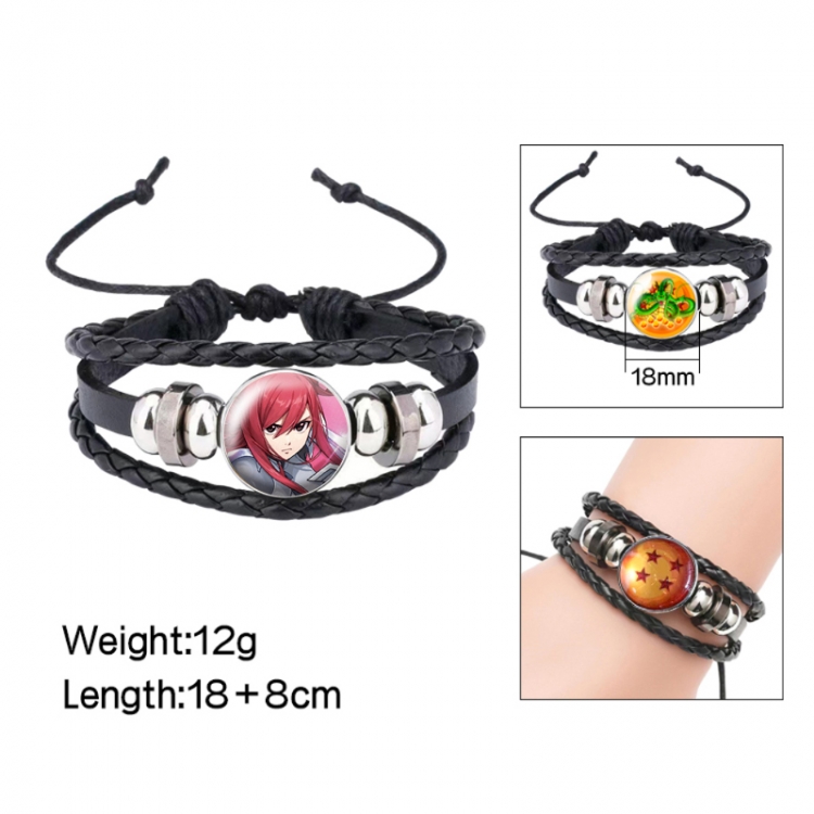 Fairy tail Anime peripheral crystal leather rope bracelet price for 5 pcs 