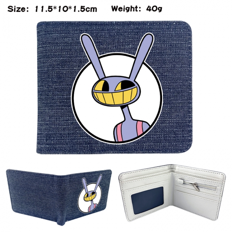The Amazing Digital Circus Anime denim folding full-color wallet 11.5X10X1.5CM 