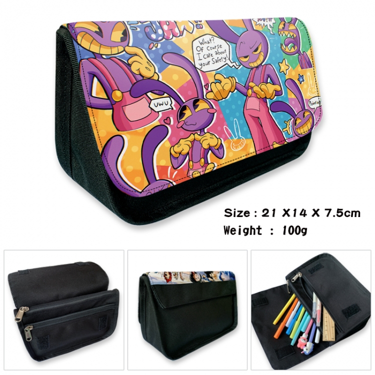 The Amazing Digital Circus Anime Velcro canvas zipper pencil case Pencil Bag 21×14×7.5cm