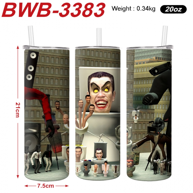 Skibidi-Toilet Anime printing insulation cup straw cup 21X7.5CM  BWB-3383