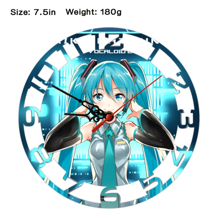 Hatsune Miku Anime print alarm clock wall clock personality clock packaging size 25X25X4cm