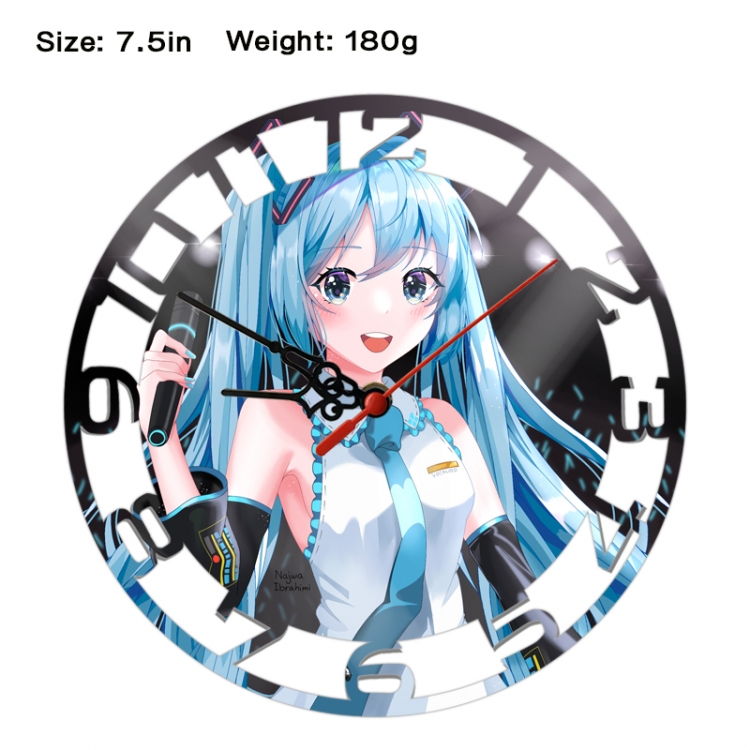 Hatsune Miku Anime print alarm clock wall clock personality clock packaging size 25X25X4cm