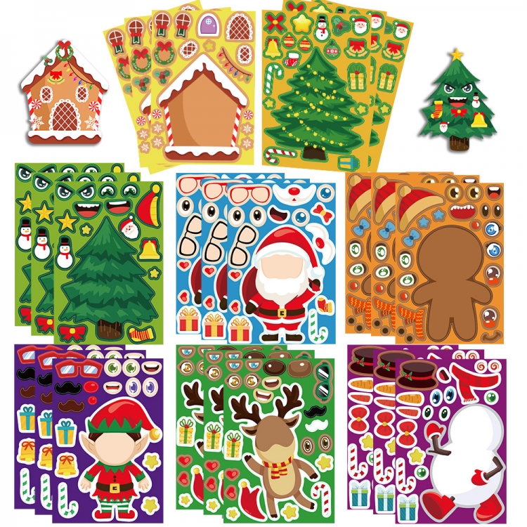 Christmas collection Doodle stickers Waterproof stickers a set of 8 11X16CM price for 10 sets