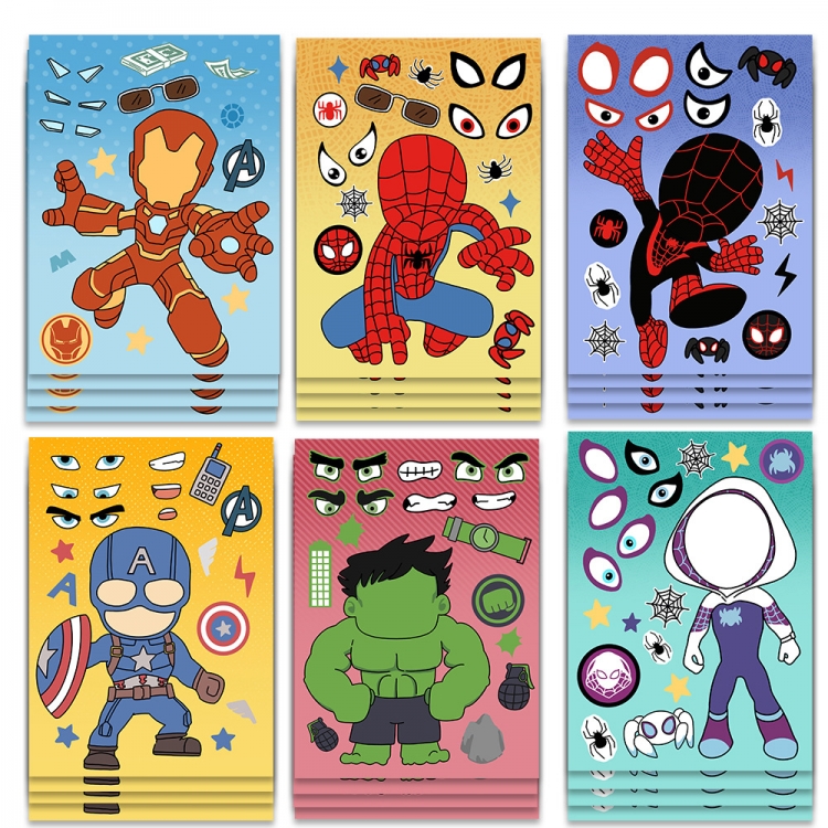 Marvel Heroes Doodle stickers Waterproof stickers a set of 8 11X16CM price for 10 sets