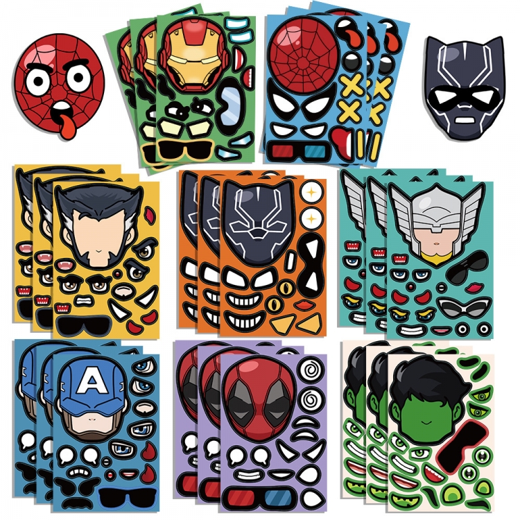 Marvel Heroes Doodle stickers Waterproof stickers a set of 8 11X16CM price for 10 sets