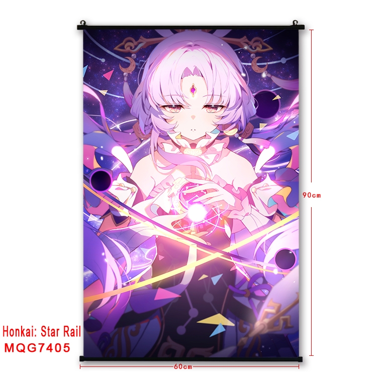 Honkai: Star Rail Anime black Plastic rod Cloth painting Wall Scroll 60X90CM MQG-7405