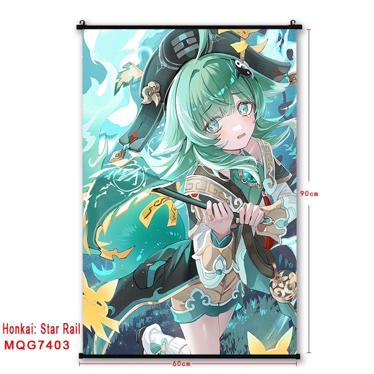 Honkai: Star Rail Anime black Plastic rod Cloth painting Wall Scroll 60X90CM  MQG-7403