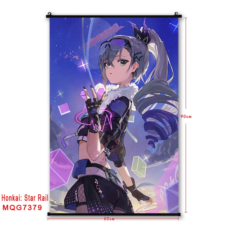 Honkai: Star Rail Anime black Plastic rod Cloth painting Wall Scroll 60X90CM  MQG-7379