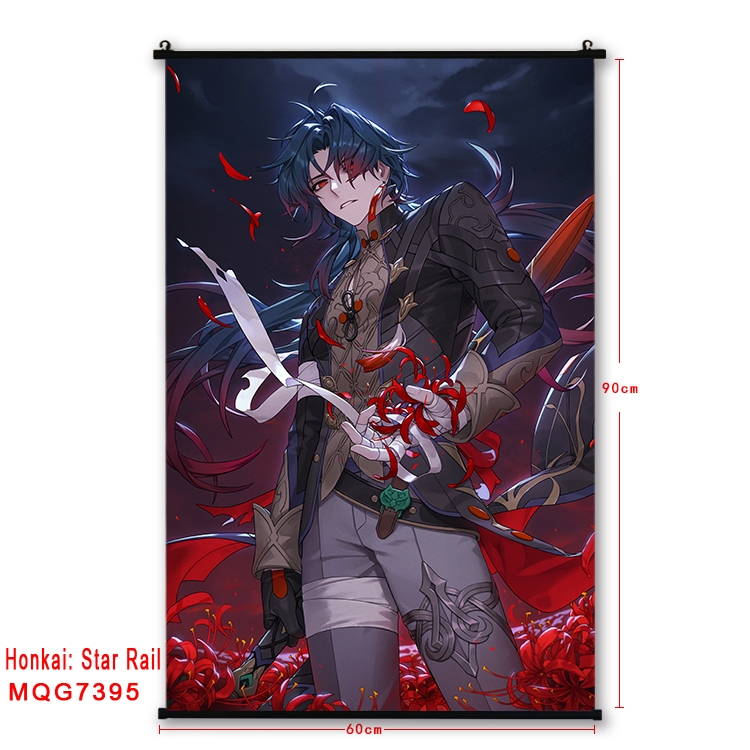 Honkai: Star Rail Anime black Plastic rod Cloth painting Wall Scroll 60X90CM  MQG-7395