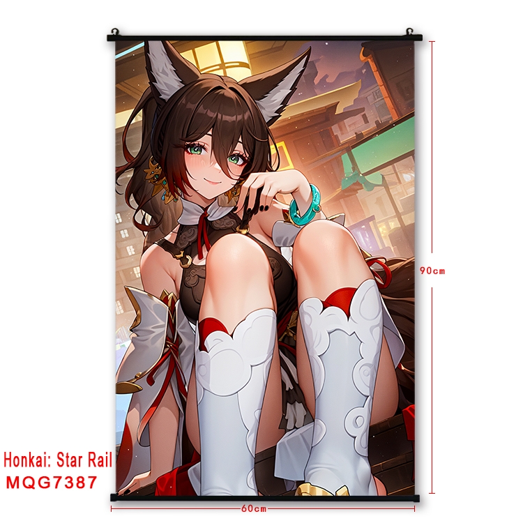 Honkai: Star Rail Anime black Plastic rod Cloth painting Wall Scroll 60X90CM  MQG-7387