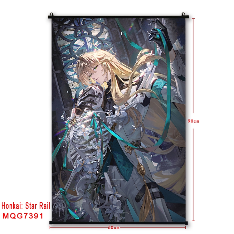 Honkai: Star Rail Anime black Plastic rod Cloth painting Wall Scroll 60X90CM MQG-7391