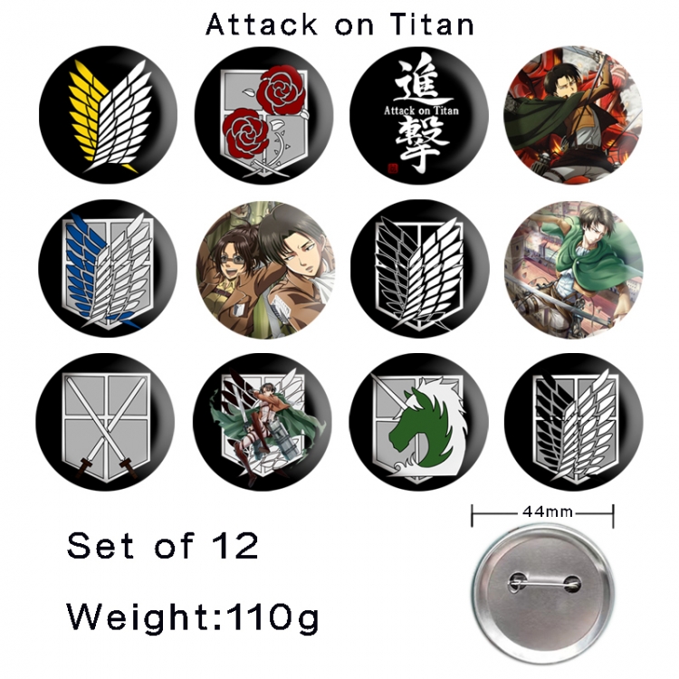 Shingeki no Kyojin Anime tinplate bright film badge 44mm a set of 12