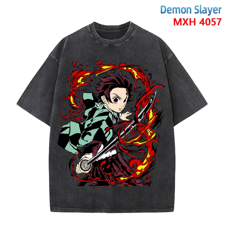 Demon Slayer Kimets Anime peripheral pure cotton washed and worn T-shirt from S to 4XL MXH-4057