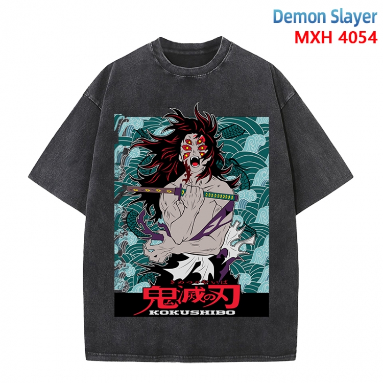 Demon Slayer Kimets Anime peripheral pure cotton washed and worn T-shirt from S to 4XL MXH-4054