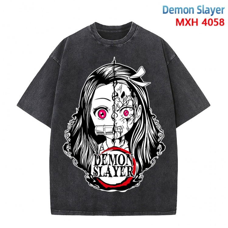 Demon Slayer Kimets Anime peripheral pure cotton washed and worn T-shirt from S to 4XL MXH-4058