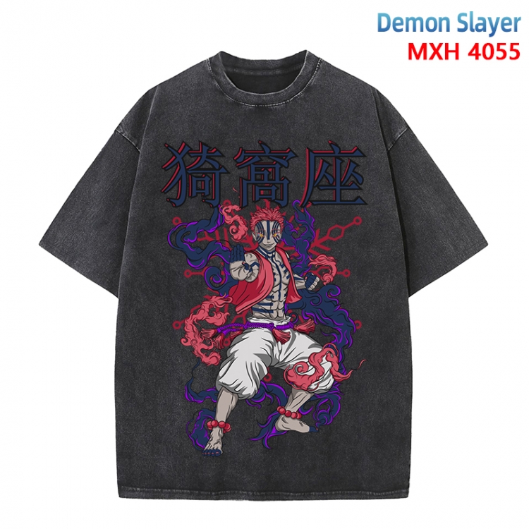 Demon Slayer Kimets Anime peripheral pure cotton washed and worn T-shirt from S to 4XL MXH-4055