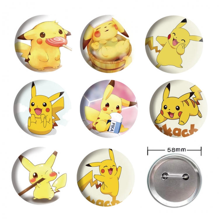 Pokemon Anime tinplate brooch badge 58mm a set of 9