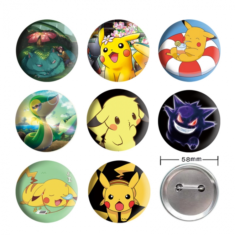 Pokemon Anime tinplate brooch badge 58mm a set of 9