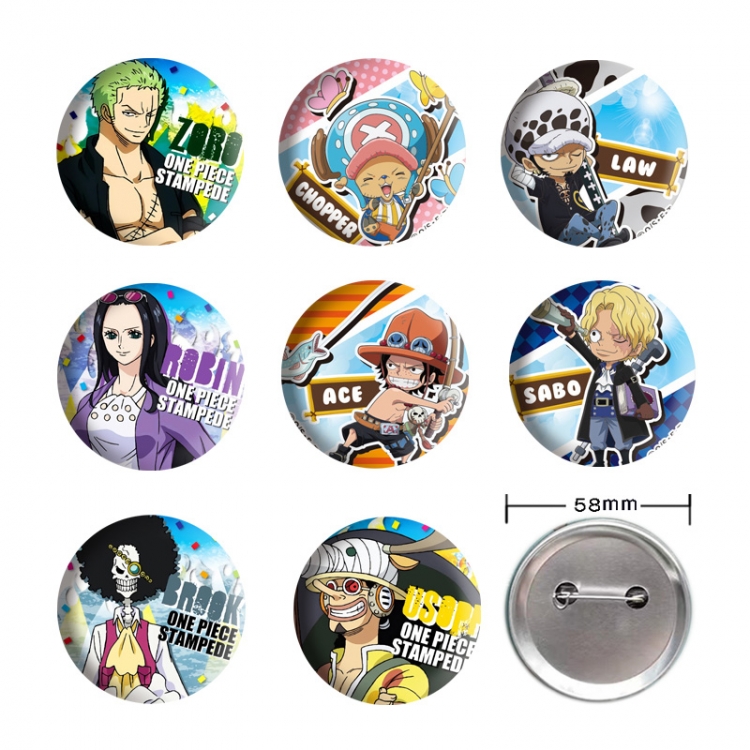 One Piece Anime tinplate brooch badge 58mm a set of 9