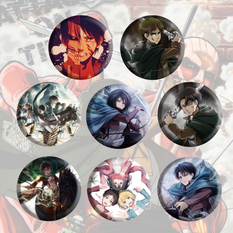 Shingeki no Kyojin Anime tinplate brooch badge a set of 8