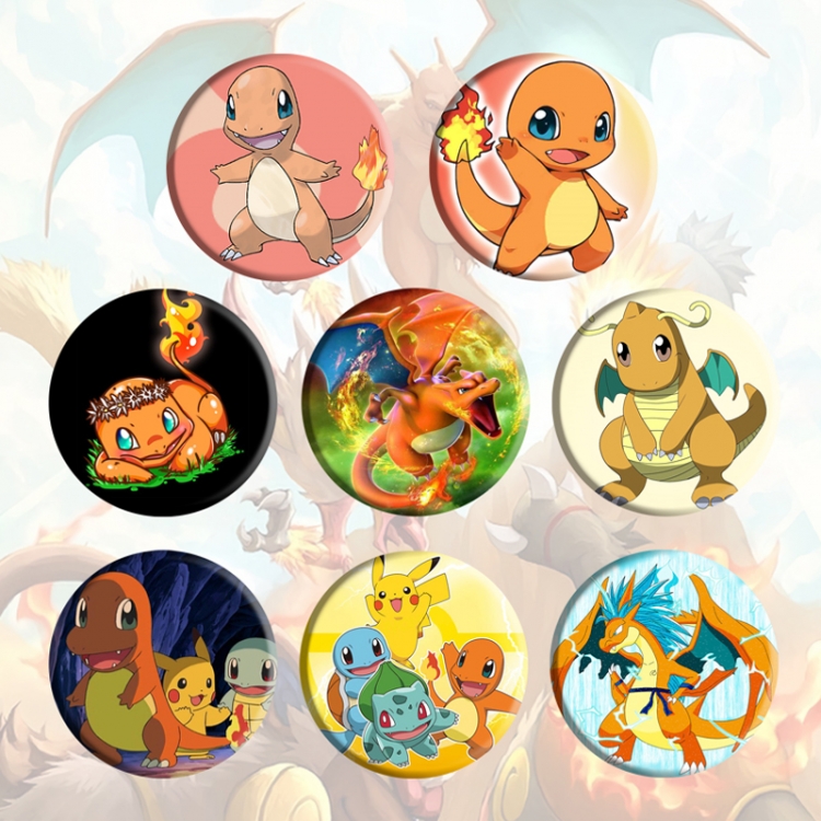 Pokemon Anime tinplate brooch badge a set of 8
