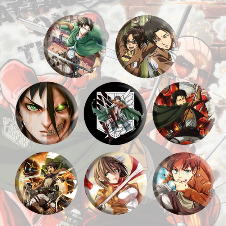 Shingeki no Kyojin Anime tinplate brooch badge a set of 8