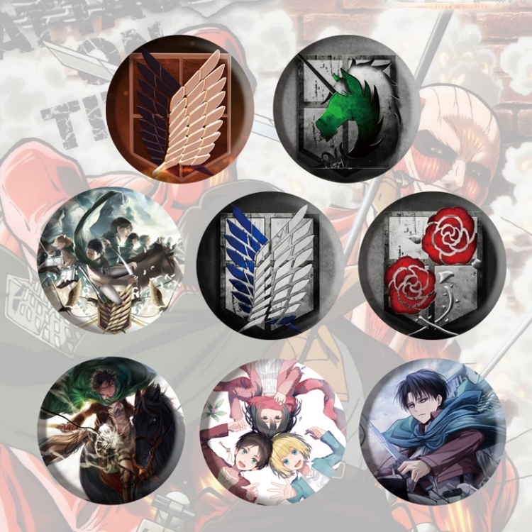 Shingeki no Kyojin Anime tinplate brooch badge a set of 8