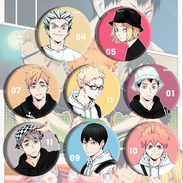 Haikyuu!! Anime tinplate brooch badge a set of 8