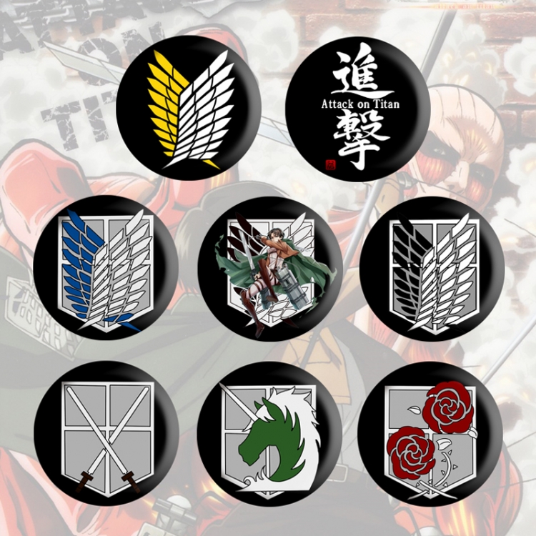 Shingeki no Kyojin Anime tinplate brooch badge a set of 8