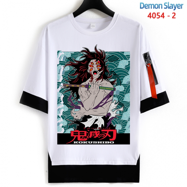 Demon Slayer Kimets Cotton Crew Neck Fake Two-Piece Short Sleeve T-Shirt from S to 4XL HM-4054-2