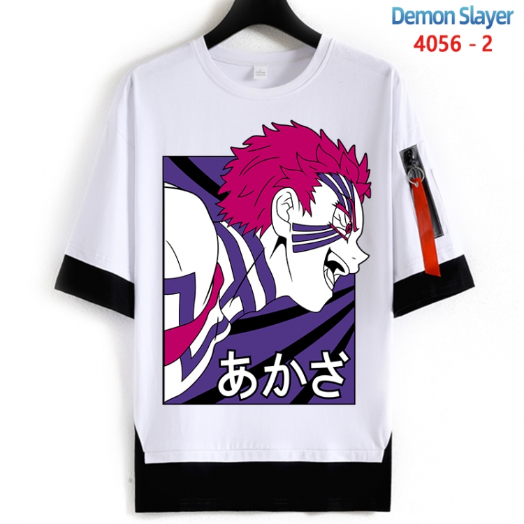 Demon Slayer Kimets Cotton Crew Neck Fake Two-Piece Short Sleeve T-Shirt from S to 4XL HM-4056-2