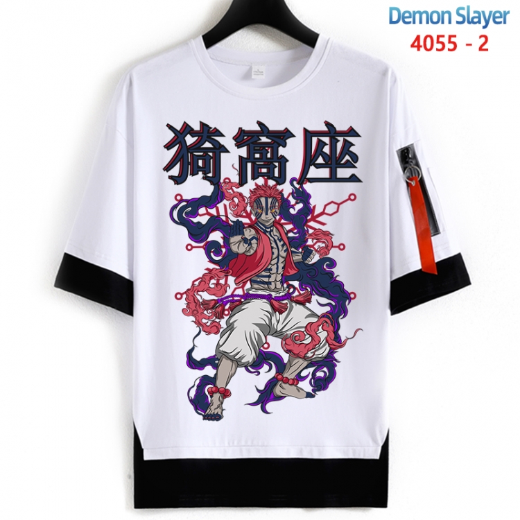 Demon Slayer Kimets Cotton Crew Neck Fake Two-Piece Short Sleeve T-Shirt from S to 4XL HM-4055-2