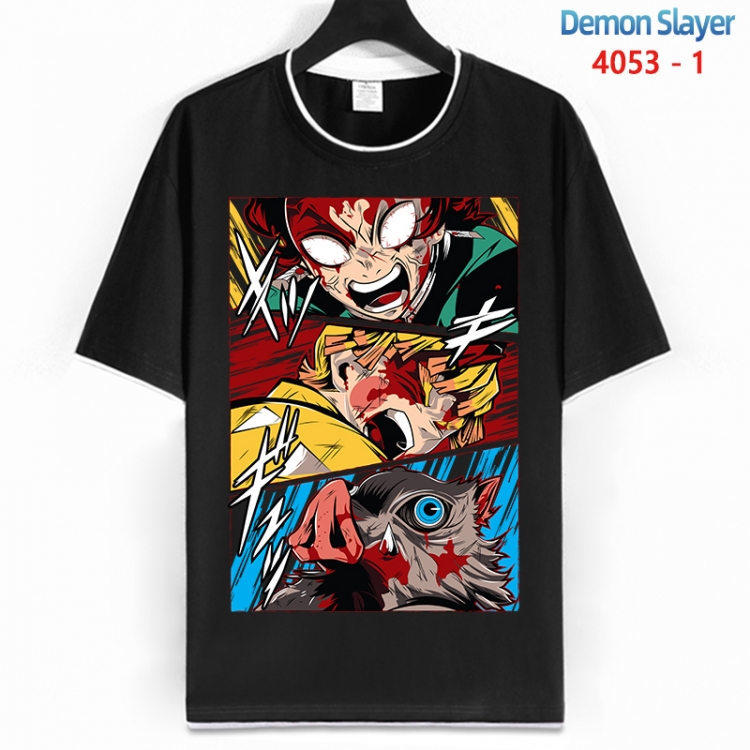 Demon Slayer Kimets Cotton crew neck black and white trim short-sleeved T-shirt from S to 4XL HM-4053-1
