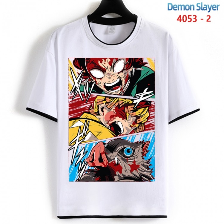 Demon Slayer Kimets Cotton crew neck black and white trim short-sleeved T-shirt from S to 4XL HM-4053-2